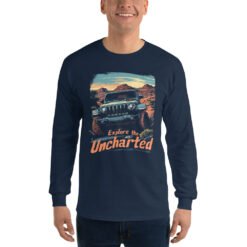 Explore The Uncharted - Red Rock Off-Road Expedition Men's Long Sleeve Shirt - Navy - Image 3
