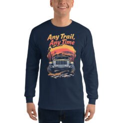 Any Trail Any Time - Mountain Pass 4X4 Crawler Men's Long Sleeve Shirt - Navy - Image 3