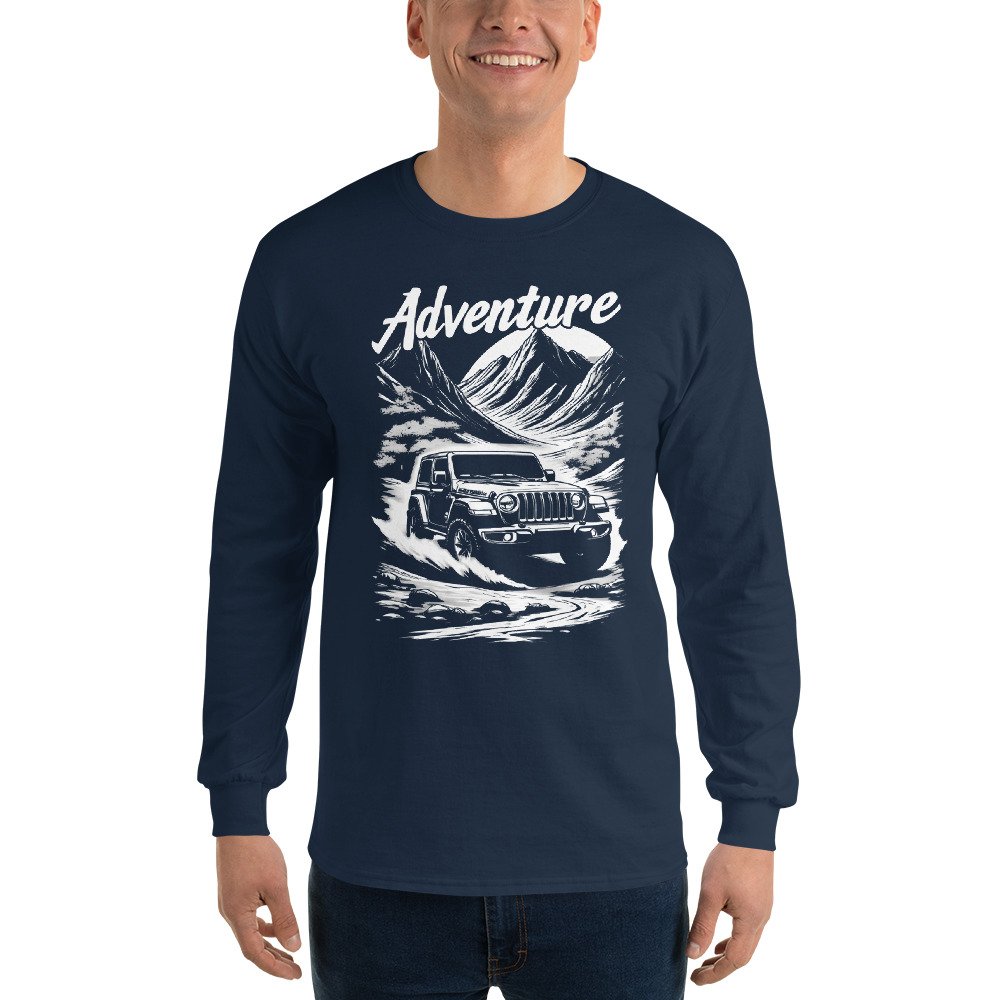 Adventure - Alpine Peak Off-Road Rig Men's Long Sleeve Shirt - Navy - Image 1