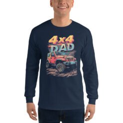 4X4 Dad - Red Rig 4X4 Dad Men's Long Sleeve Shirt - Navy - Image 3