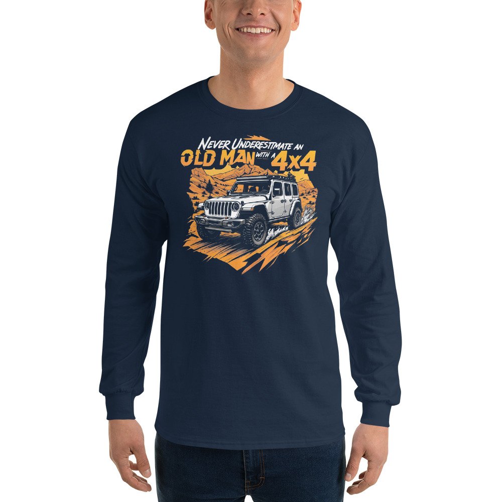 Old Man With A 4X4 - Old Man Off-Road Rig Men's Long Sleeve Shirt - Navy - Image 3