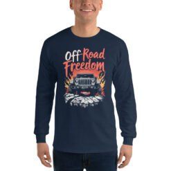 Off-Road Freedom - Desert Trail Off-Road Rig Men’s Long Sleeve Shirt - Navy - Image 3