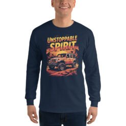 Unstoppable Spirit - Sandstone Ledge Off-Road Rig Men’s Long Sleeve Shirt - Navy - Image 1