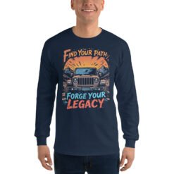 Find Your Path Forge Your Legacy - Summit Trail Off-Road Rig Men’s Long Sleeve Shirt - Navy - Image 1