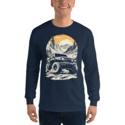 Alpine Sunset Trail - Rocky Pass 4X4 Explorer Men’s Long Sleeve Shirt - Navy - Image 1