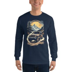 Alpine Trail Expedition - Mountain Ridge Off-Road Rig Men's Long Sleeve Shirt - Navy - Image 1