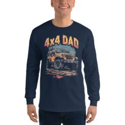 4X4 Dad - Trail Mud Off-Road Rig Men's Long Sleeve Shirt - Navy - Image 1