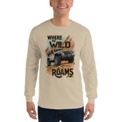 Where The Wild Roams - Canyon Ledge Off-Road Rig Men’s Long Sleeve Shirt - Sand - Image 1