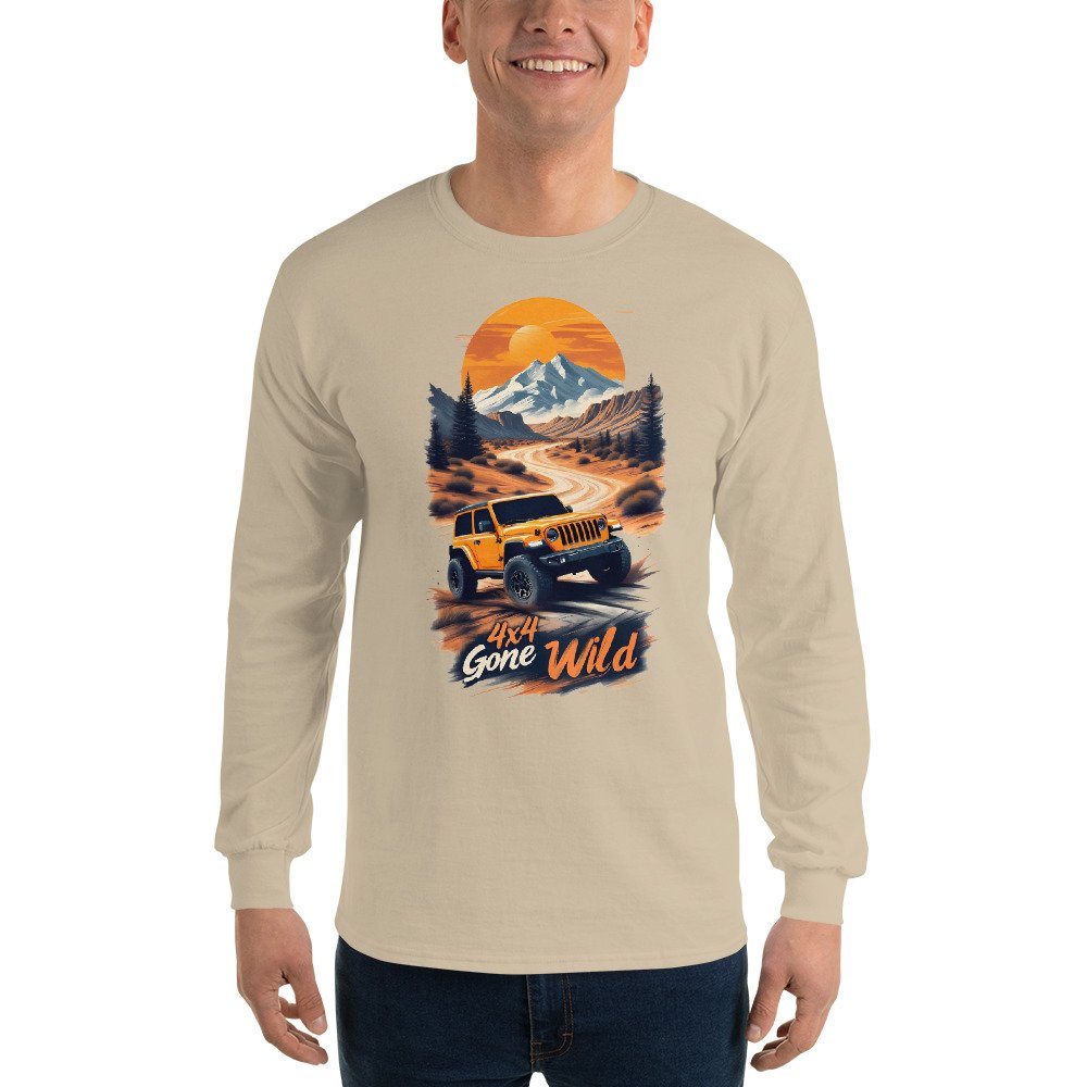 4X4 Gone Wild - Sunset Trail 4X4 Rig Men's Long Sleeve Shirt - Sand - Image 2