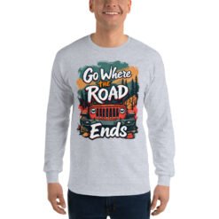 Go Where The Road Ends - Sunset Ridge Off-Road Cruiser Men's Long Sleeve Shirt - Sport Grey - Image 4