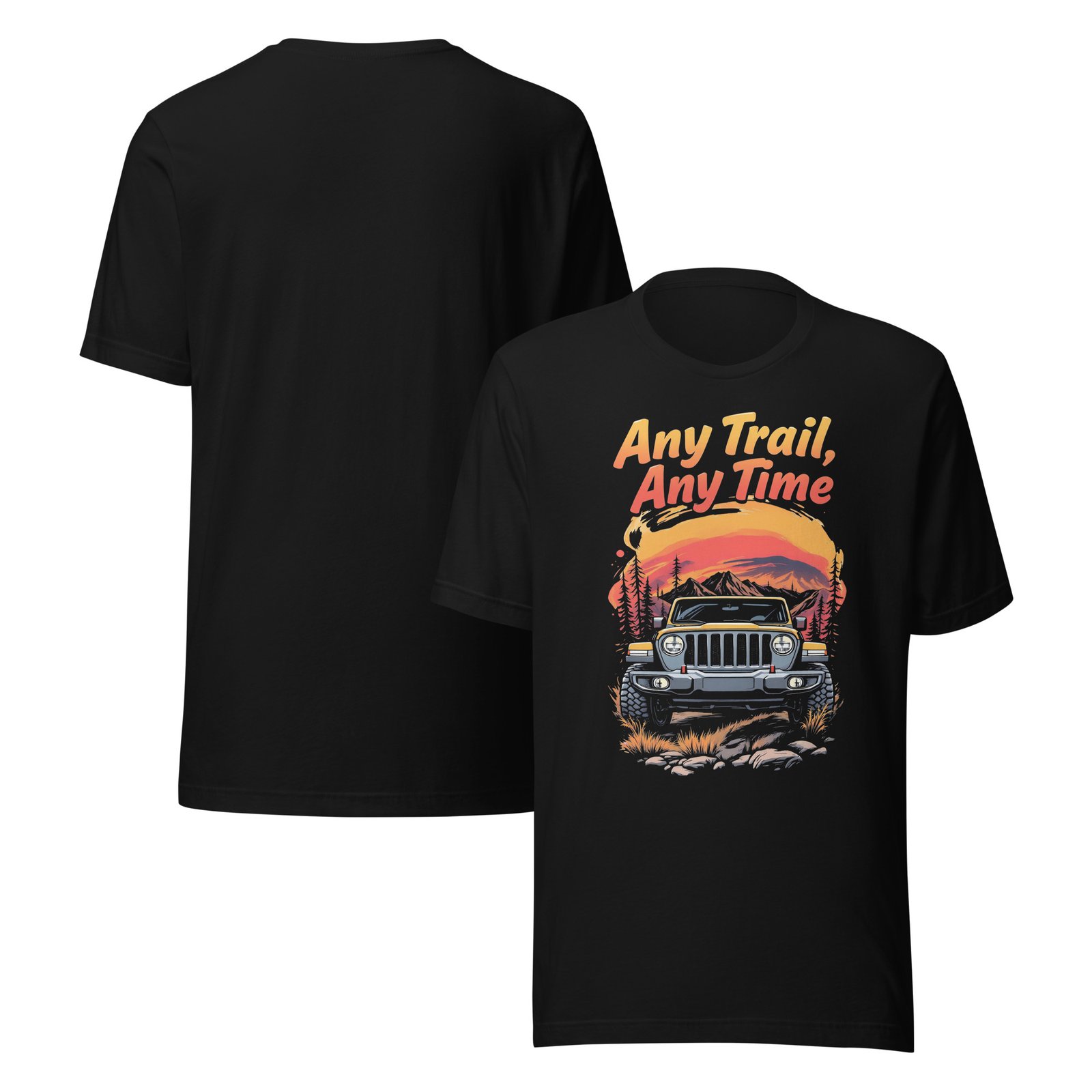 Any Trail Any Time - Timber Crest 4X4 Unisex Graphic Tee - Black - Image 1