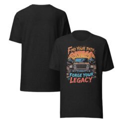 Find Your Path Forge Your Legacy - Sunset Summit Off-Road Explorer Unisex Graphic Tee - Black Heather - Image 2