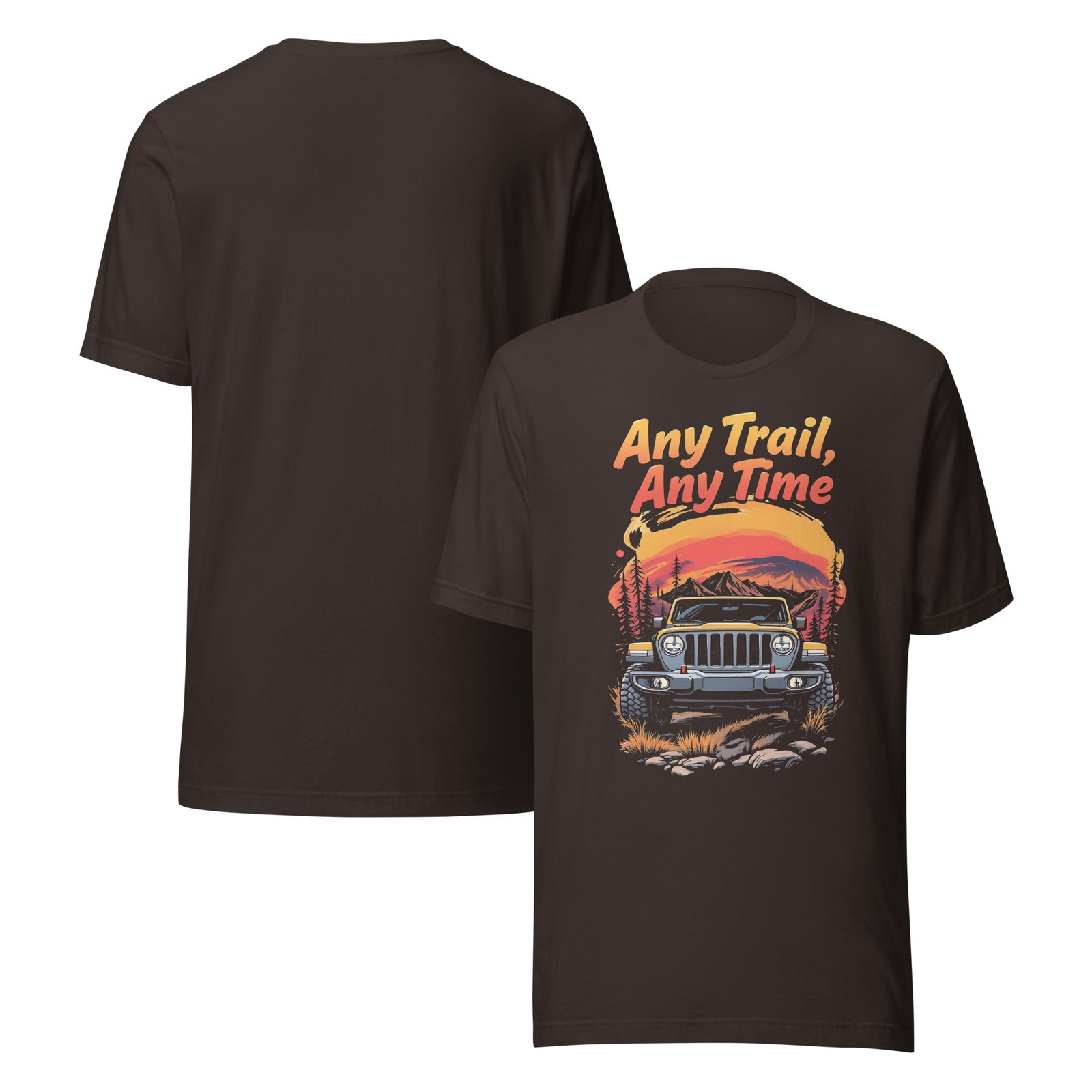 Any Trail Any Time - Timber Crest 4X4 Unisex Graphic Tee - Brown - Image 3