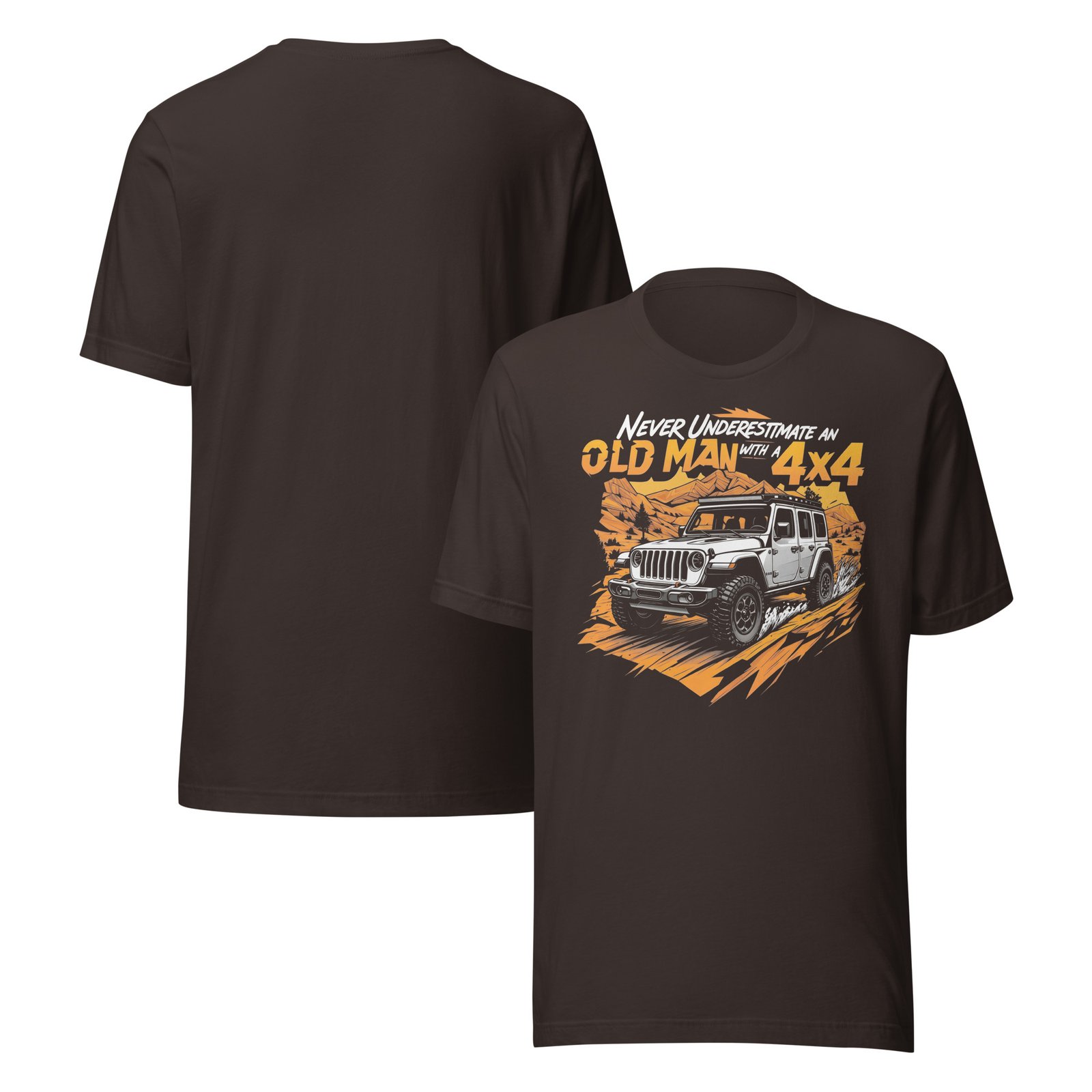 Old Man With A 4X4 - Desert Dust 4X4 Crawler Unisex Graphic Tee - Brown - Image 3