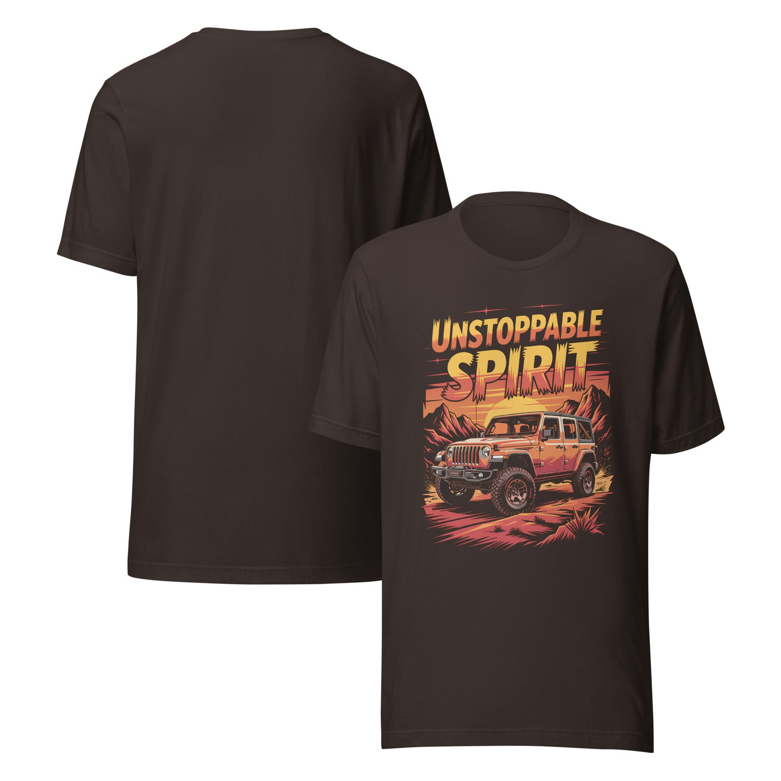 Unstoppable Spirit - Red Rock Off-Road Explorer Unisex Graphic Tee - Brown - Image 3