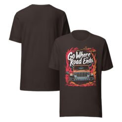 Go Where The Road Ends - Sunset Mountain Off-Road Explorer Unisex Graphic Tee - Brown - Image 3
