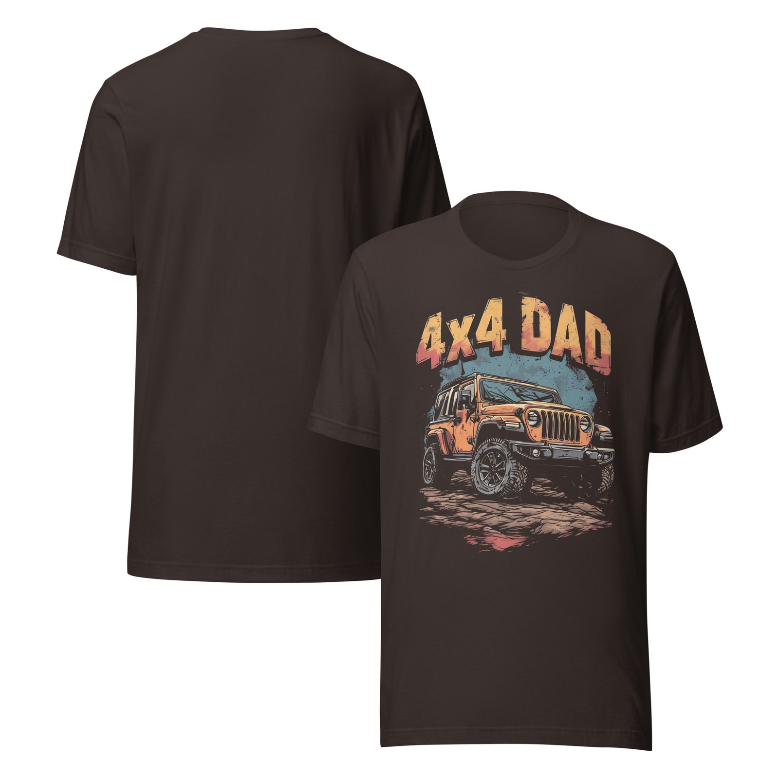 4X4 Dad - Rustic Trail 4X4 Rig Graphic Tee - Brown - Image 4