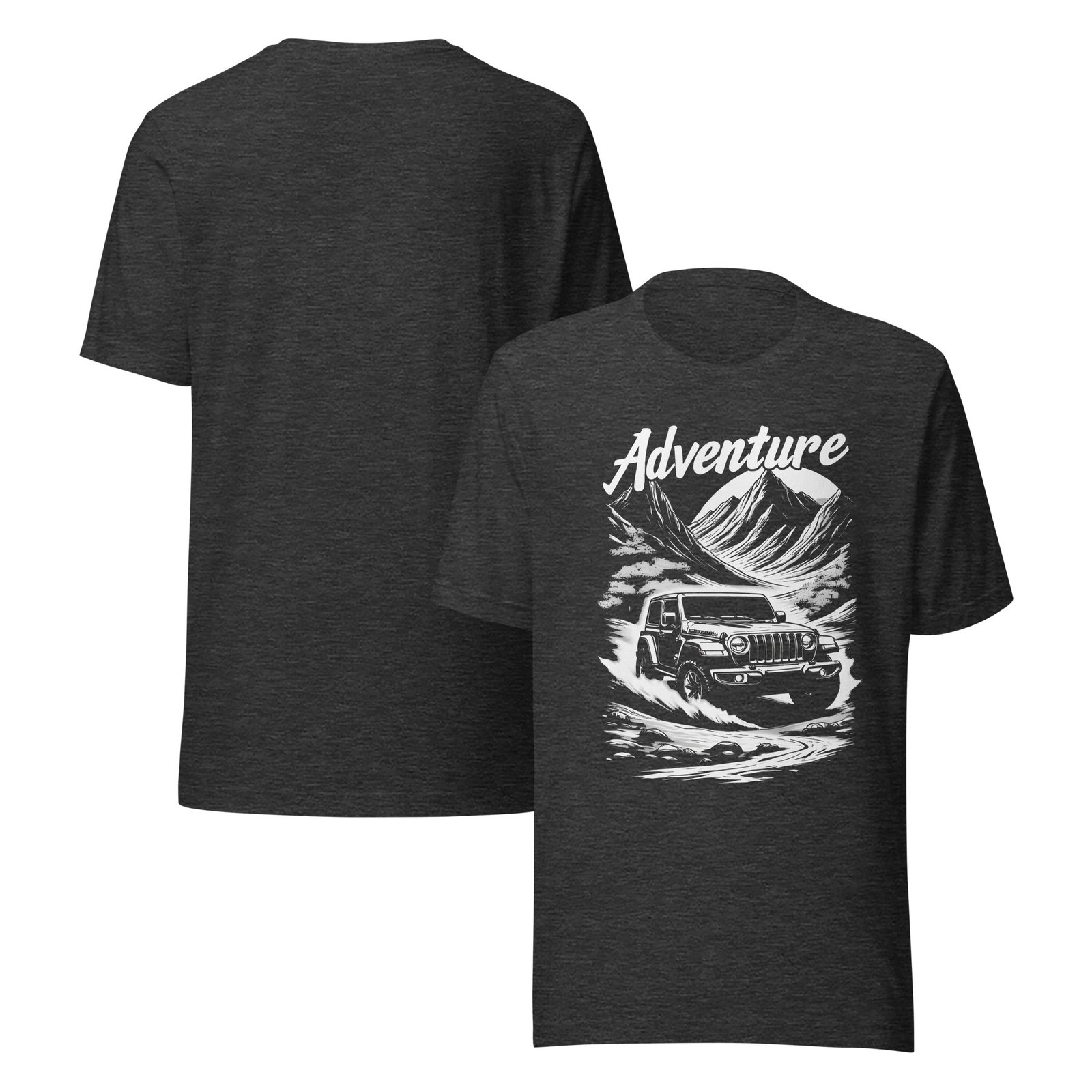 Adventure - Alpine Summit 4X4 Unisex Graphic Tee - Dark Grey Heather - Image 5