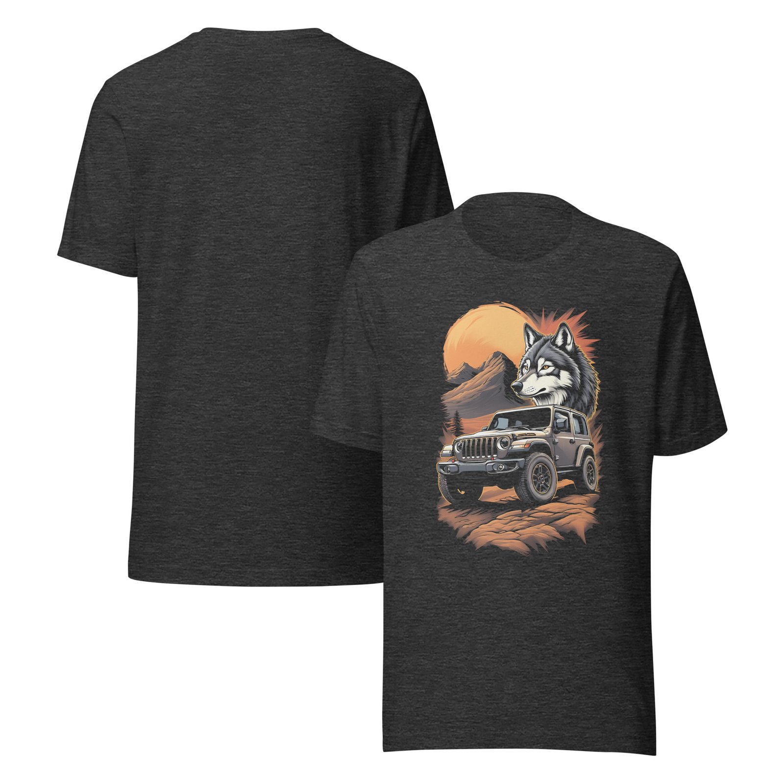 Lone Wolf - Nocturnal 4X4 Crawler Unisex Graphic Tee - Dark Grey Heather - Image 4