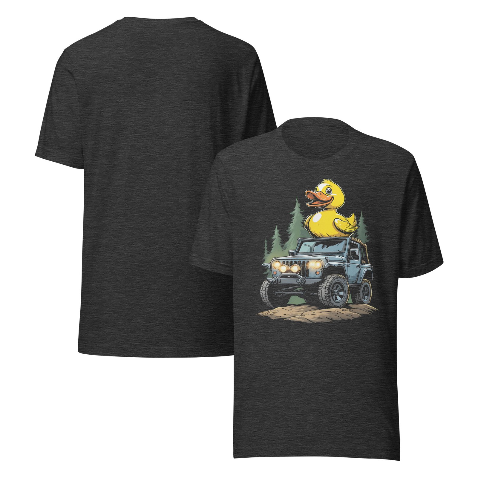 Duck Duck Rig - Amber Light 4X4 Rig Unisex Graphic Tee - Dark Grey Heather - Image 6