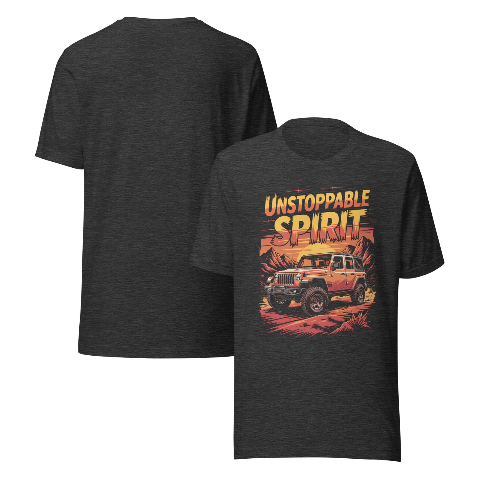 Unstoppable Spirit - Red Rock Off-Road Explorer Unisex Graphic Tee - Dark Grey Heather - Image 4
