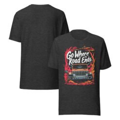 Go Where The Road Ends - Sunset Mountain Off-Road Explorer Unisex Graphic Tee - Dark Grey Heather - Image 4