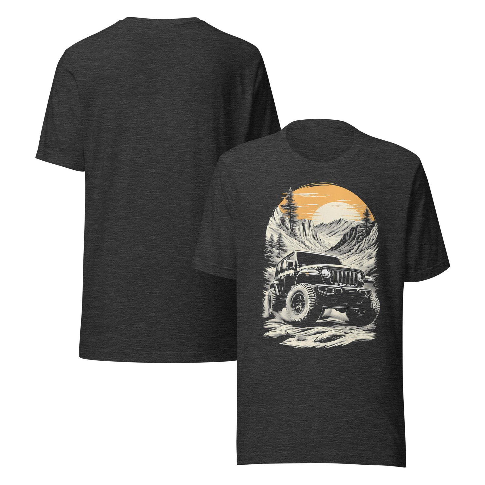 Alpine Sunset Trail - Summit Canyon Off-Road Explorer Unisex Graphic Tee - Dark Grey Heather - Image 5