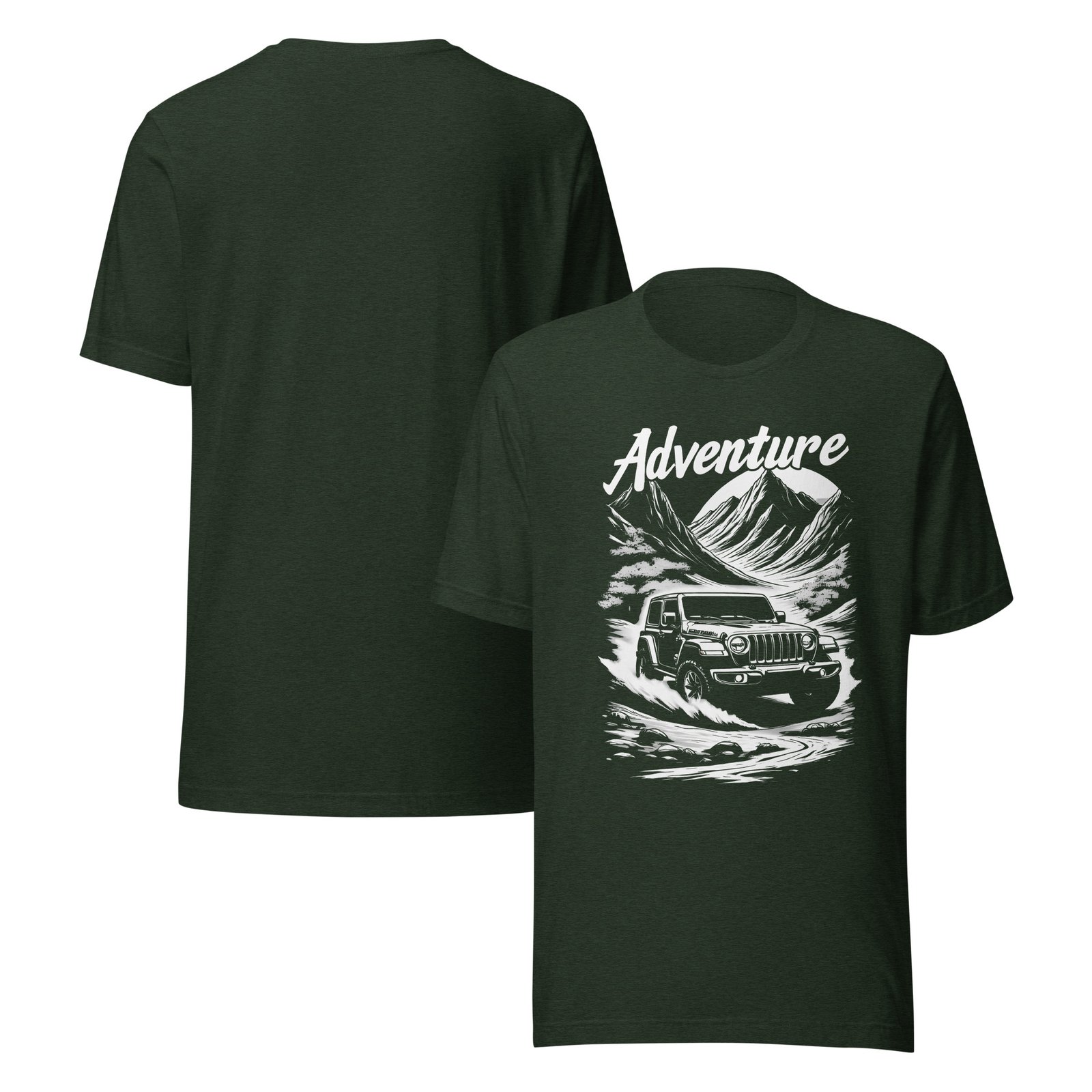 Adventure - Alpine Summit 4X4 Unisex Graphic Tee - Heather Emerald - Image 1