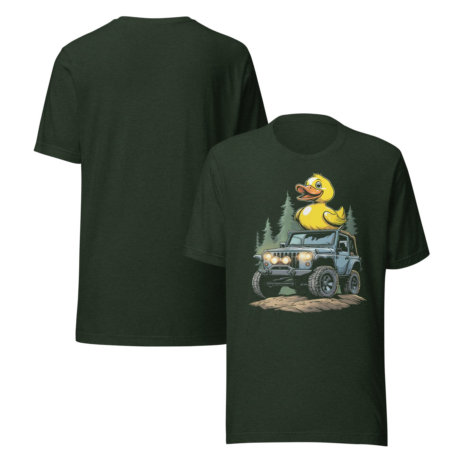Duck Duck Rig - Amber Light 4X4 Rig Unisex Graphic Tee - Heather Emerald - Image 1