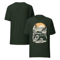 Alpine Sunset Trail - Summit Canyon Off-Road Explorer Unisex Graphic Tee - Heather Emerald - Image 1