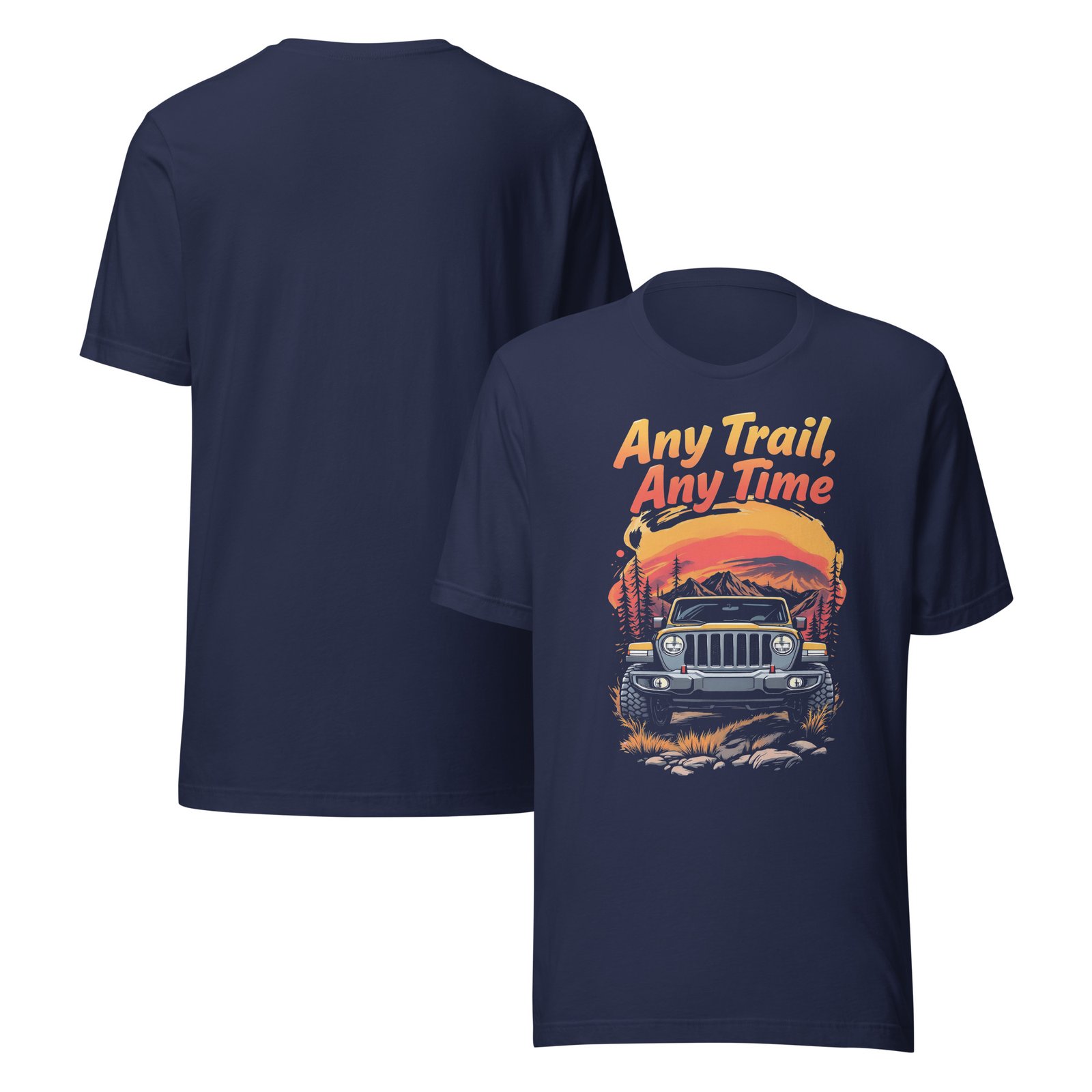 Any Trail Any Time - Timber Crest 4X4 Unisex Graphic Tee - Navy - Image 2
