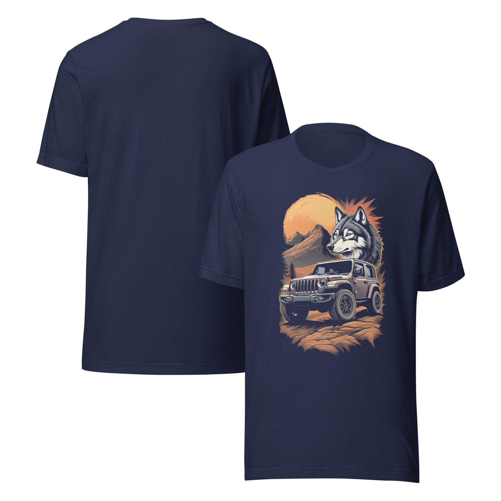 Lone Wolf - Nocturnal 4X4 Crawler Unisex Graphic Tee - Navy - Image 2