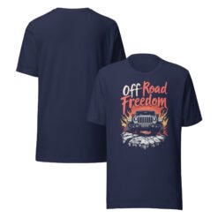 Off-Road Freedom - Rugged Mountain 4X4 Explorer Unisex Graphic Tee - Navy - Image 3