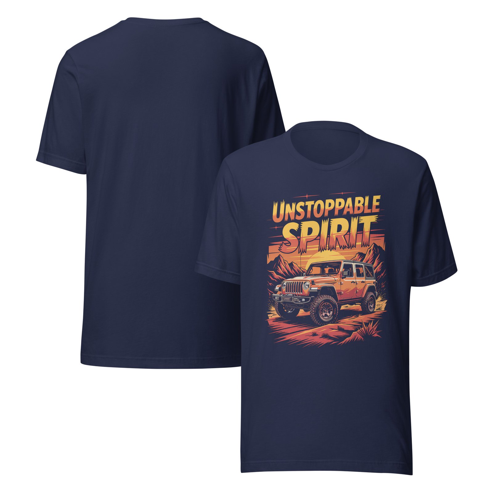 Unstoppable Spirit - Red Rock Off-Road Explorer Unisex Graphic Tee - Navy - Image 2