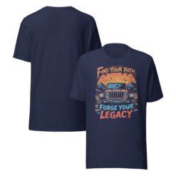 Find Your Path Forge Your Legacy - Sunset Summit Off-Road Explorer Unisex Graphic Tee - Navy - Image 1