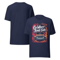 Go Where The Road Ends - Sunset Mountain Off-Road Explorer Unisex Graphic Tee - Navy - Image 2