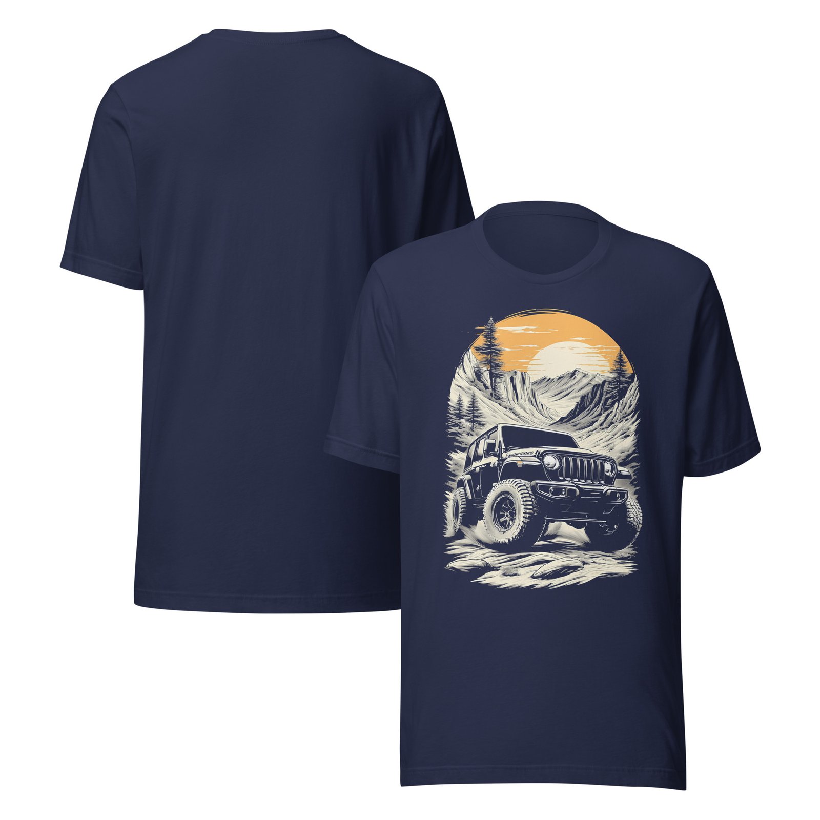 Alpine Sunset Trail - Summit Canyon Off-Road Explorer Unisex Graphic Tee - Navy - Image 3