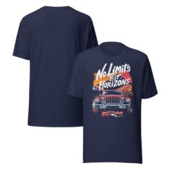 No Limits Just Horizons - Wild Horizon 4X4 Rig Graphic Tee - Navy - Image 3