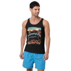 Explore The Uncharted - Sunset Plateau Off-Road Trail Unisex Tank Top - Black - Image 2