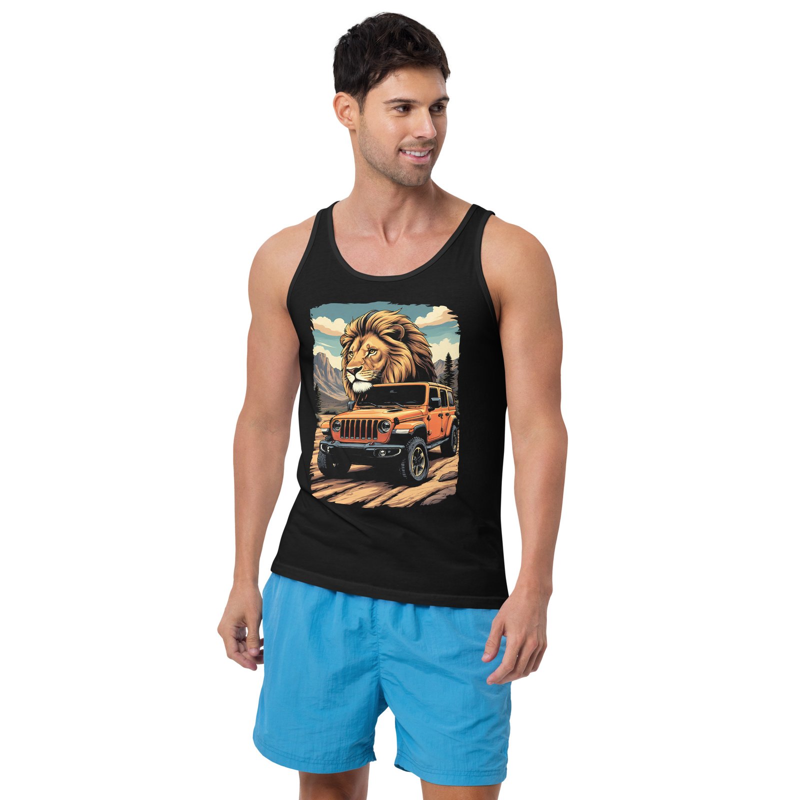 King Of The Trail - Lion Trail Off-Road Rig Unisex Tank Top - Black - Image 2