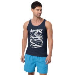 Adventure - Mountain River Off-Road Trail Unisex Tank Top - Navy - Image 3
