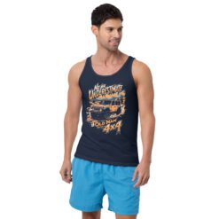 Never Underestimate An Old Man With A 4X4 - Amber Dust 4X4 Rig Unisex Tank Top - Navy - Image 1