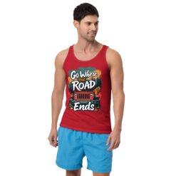 Go Where The Road Ends - Mountain Timber Off-Road Rig Unisex Tank Top - Red - Image 1