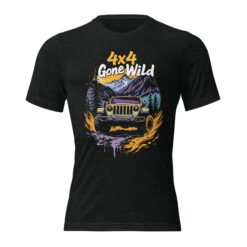 4X4 Gone Wild - Sunset Timber 4X4 Rig Triblend T-Shirt - Charcoal-Black Triblend - Image 2