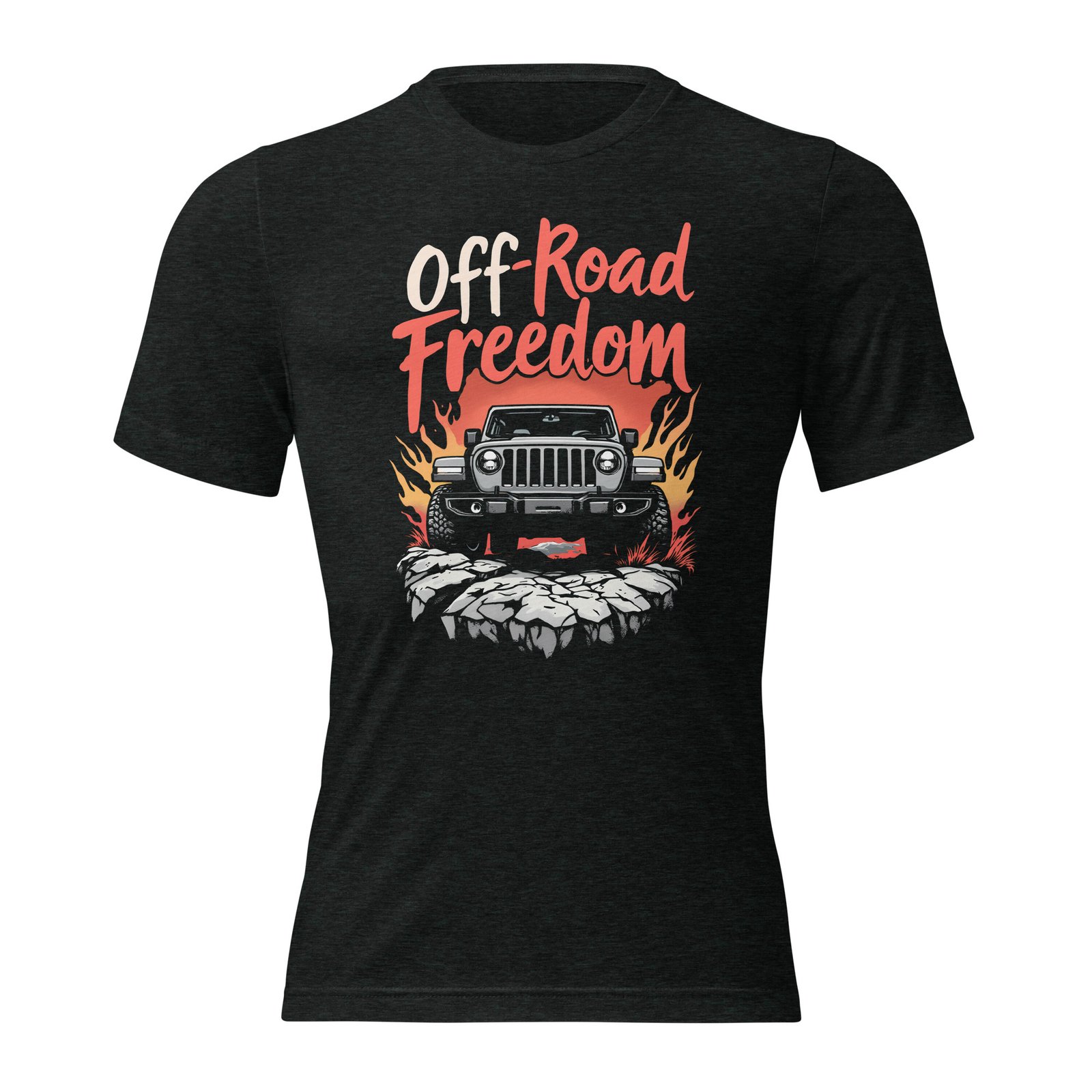 Off-Road Freedom - Vintage Trail 4X4 Freedom Unisex Triblend T-Shirt - Charcoal-Black Triblend - Image 1