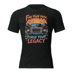 Find Your Path Forge Your Legacy - Vintage Mountain 4X4 Crawler Unisex Triblend T-Shirt - Charcoal-Black Triblend - Image 1