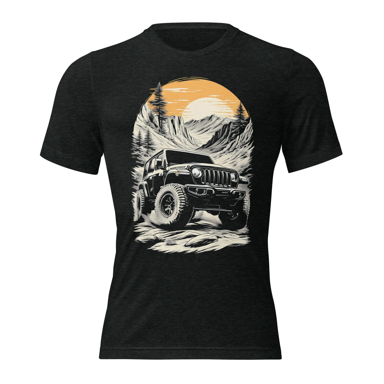 Alpine Sunset Trail - Vintage Alpine 4X4 Crawler Unisex Triblend T-Shirt - Image 1