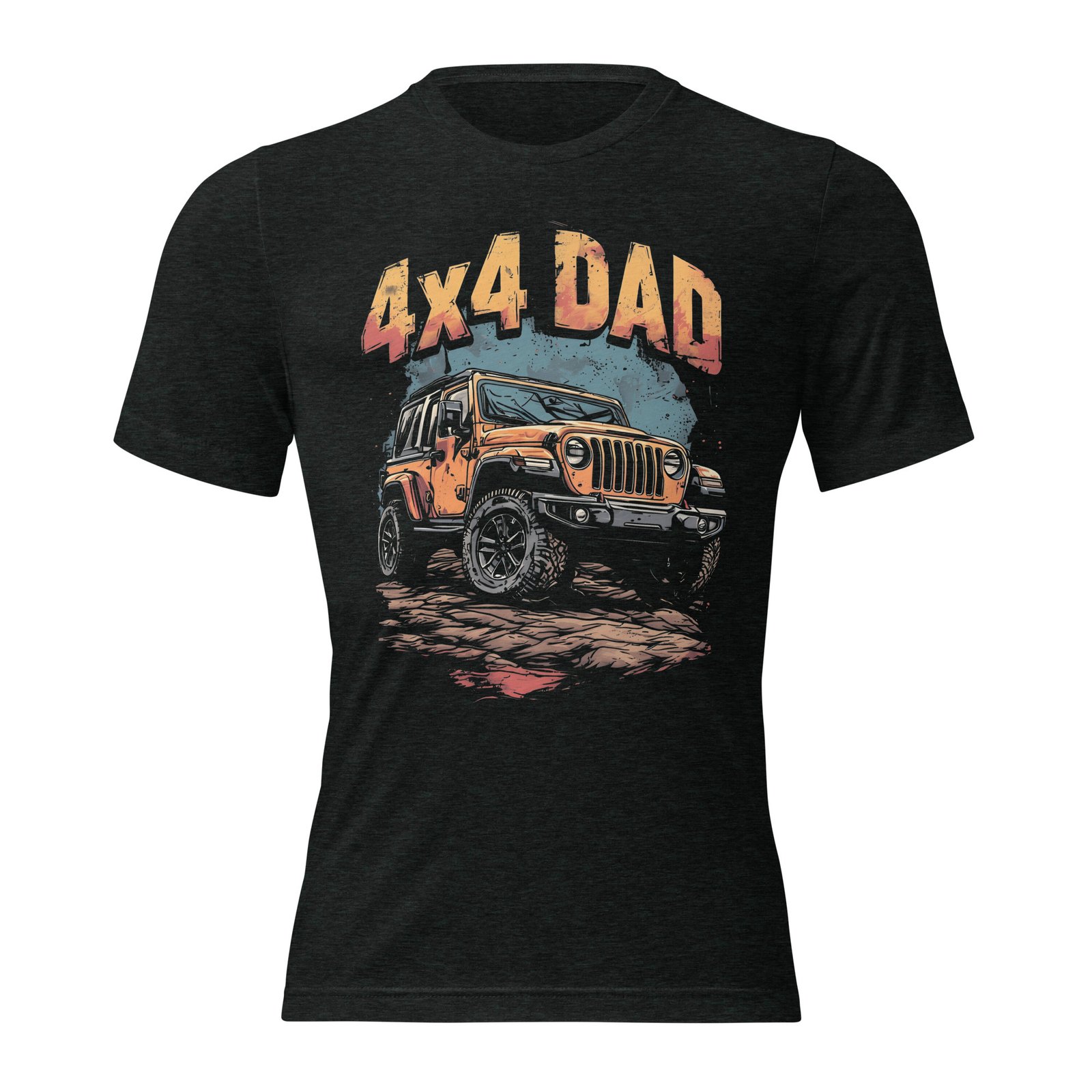 4X4 Dad - Vintage Mud 4X4 Rig Triblend T-Shirt - Charcoal-Black Triblend - Image 1