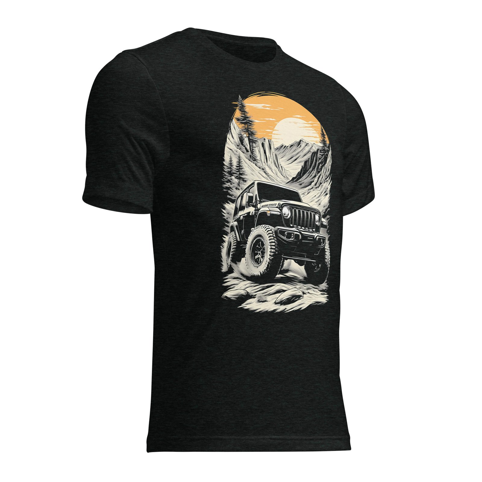 Alpine Sunset Trail - Vintage Alpine 4X4 Crawler Unisex Triblend T-Shirt - Image 2