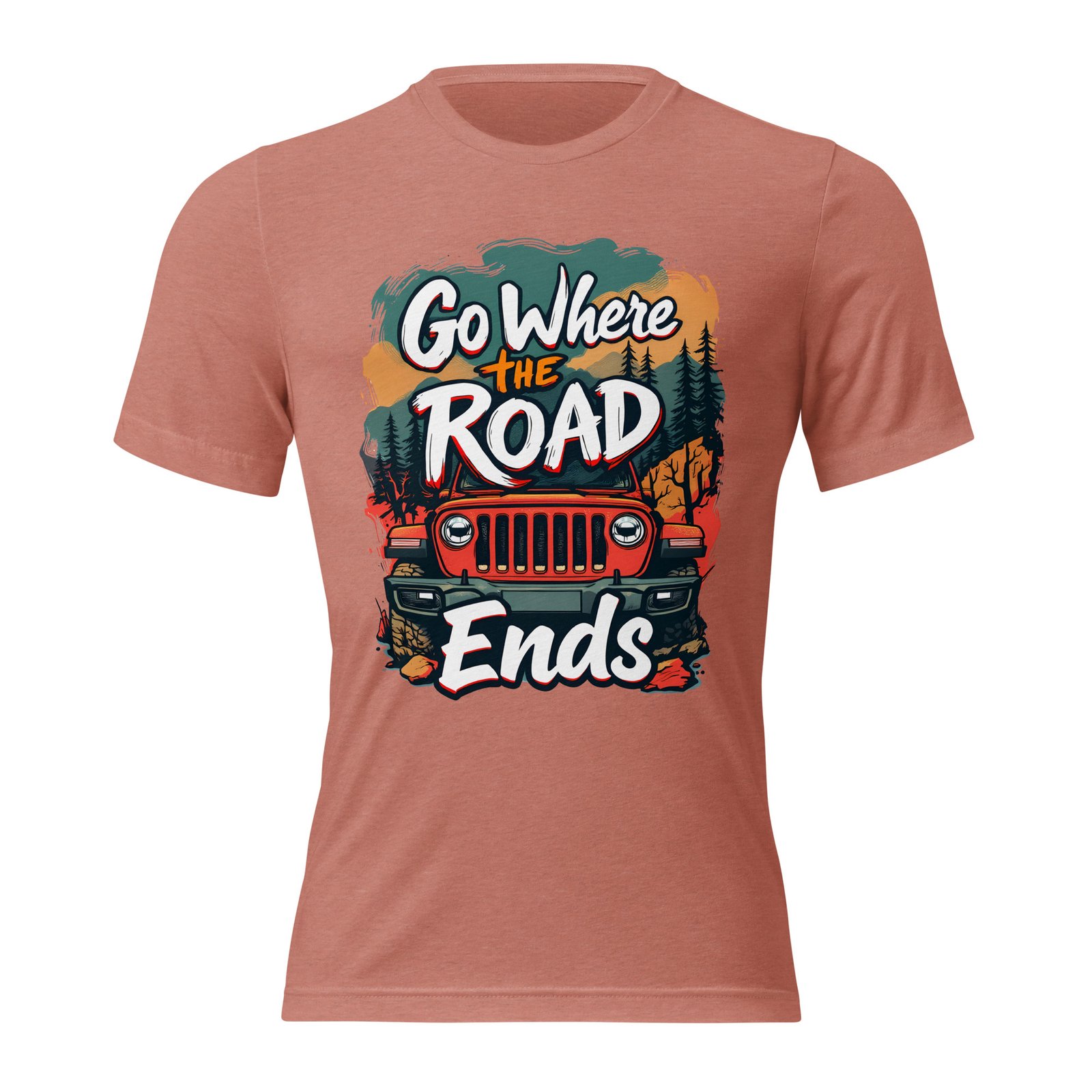 Go Where The Road Ends - Backcountry Timber 4X4 Rig Triblend T-Shirt - Mauve Triblend - Image 2